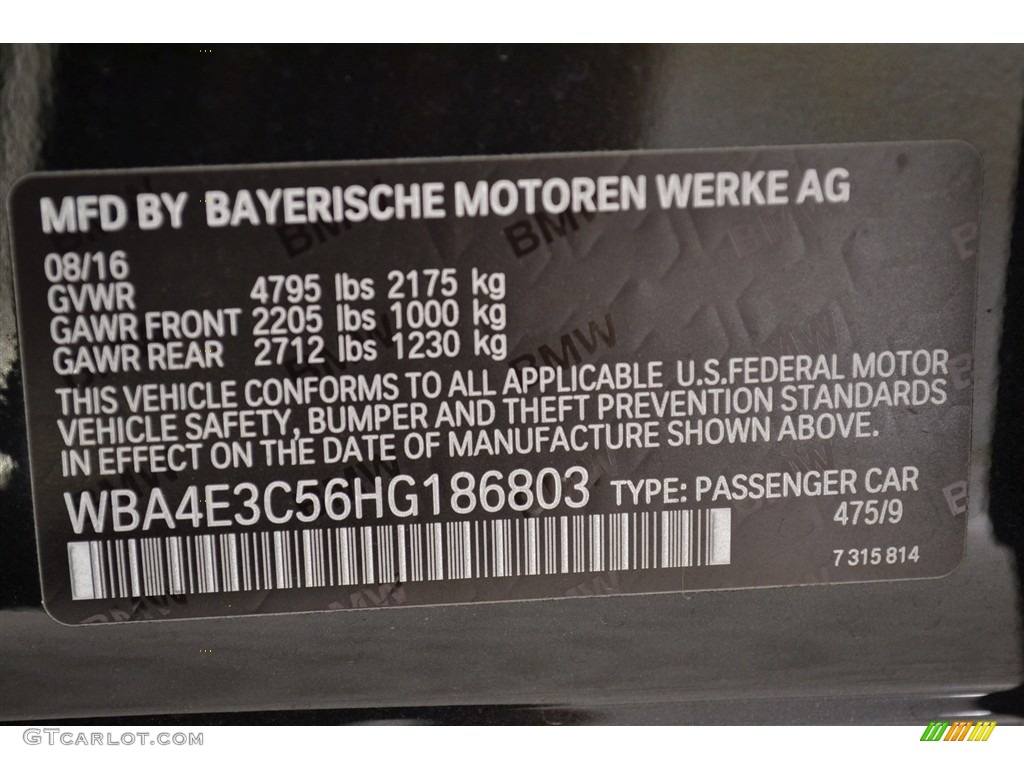 2017 4 Series Color Code 475 for Black Sapphire Metallic Photo #117000749
