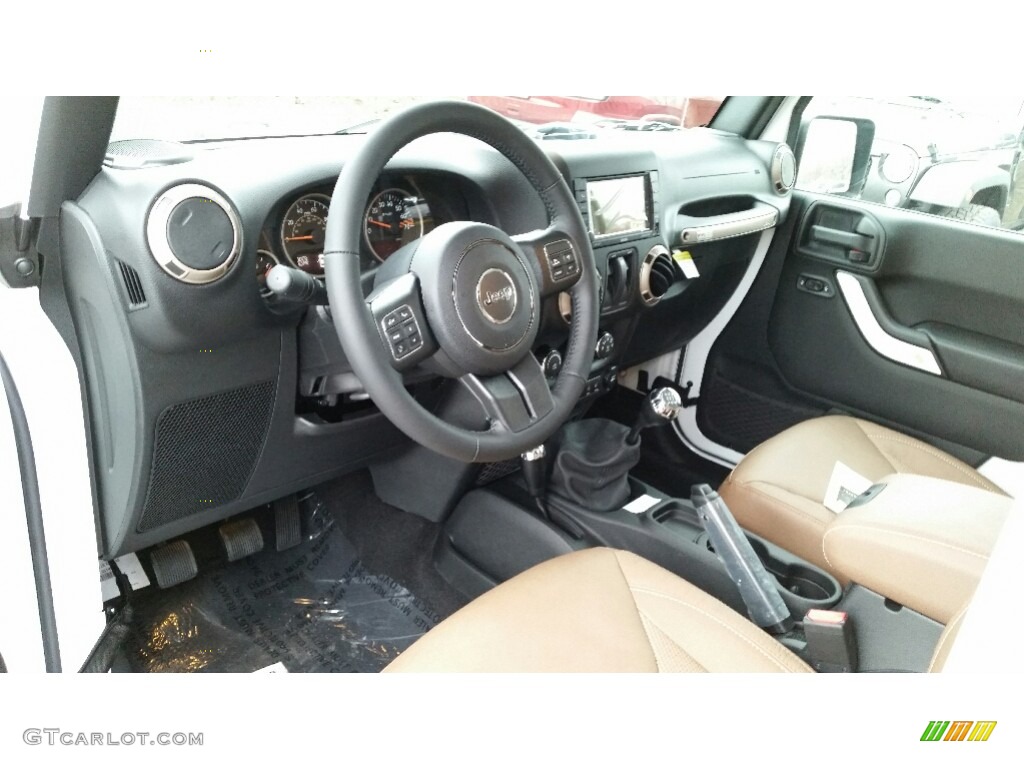 Black/Dark Saddle Interior 2017 Jeep Wrangler 75th Anniversary Edition 4x4 Photo #117000911