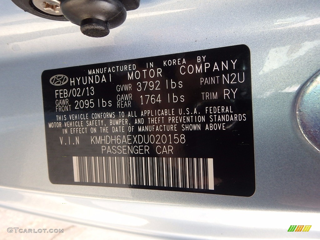 2013 Elantra Coupe SE - Blue Sky Metallic / Gray photo #29
