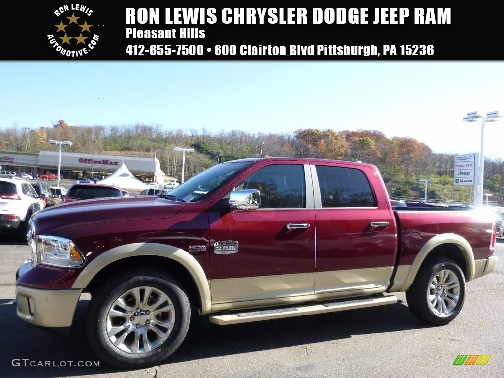 2017 1500 Laramie Longhorn Crew Cab 4x4 - Delmonico Red Pearl / Canyon Brown/Light Frost Beige photo #1