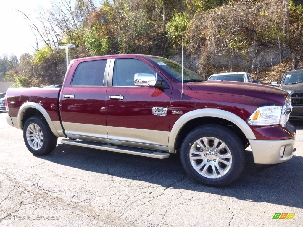 2017 1500 Laramie Longhorn Crew Cab 4x4 - Delmonico Red Pearl / Canyon Brown/Light Frost Beige photo #5