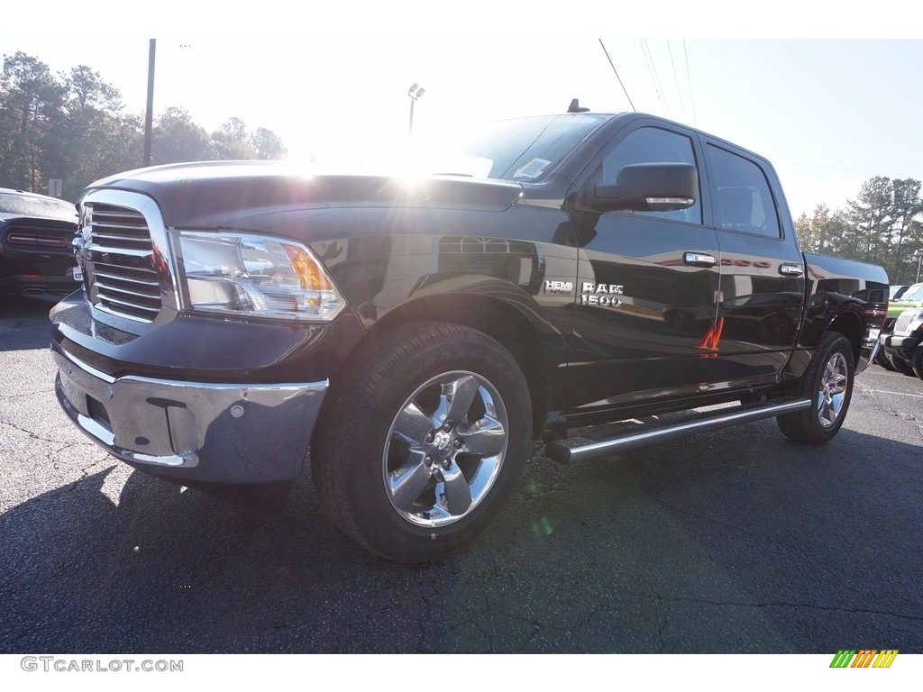 2017 1500 Big Horn Crew Cab - Brilliant Black Crystal Pearl / Black/Diesel Gray photo #3