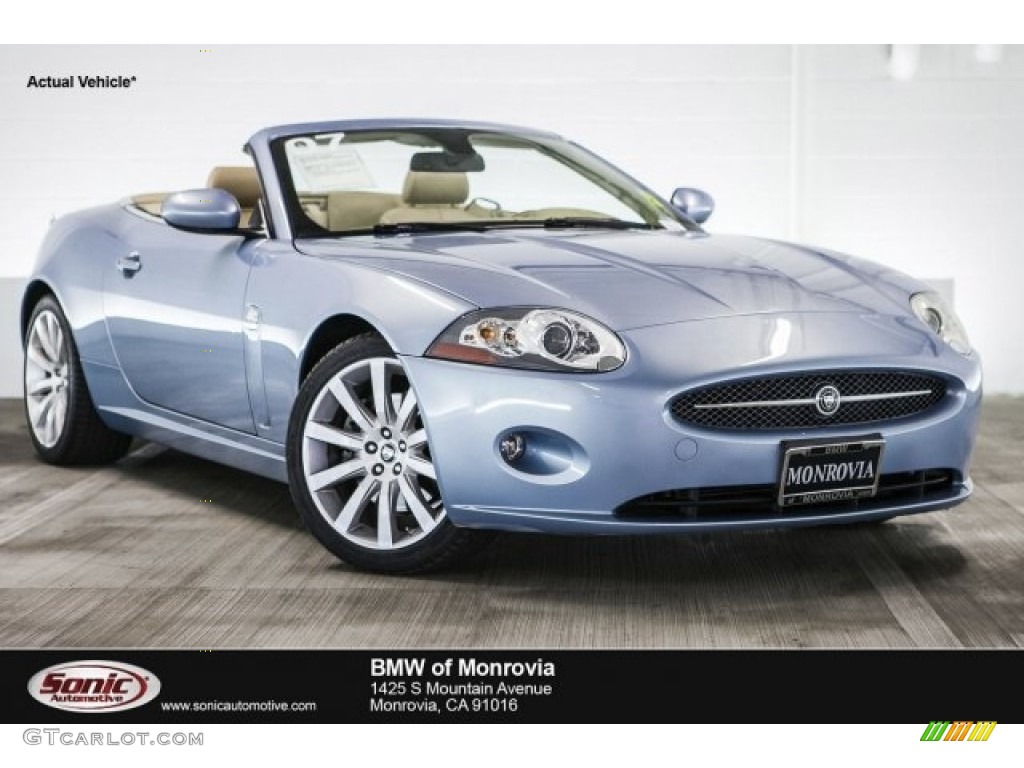 2007 XK XK8 Convertible - Frost Blue Metallic / Caramel photo #1