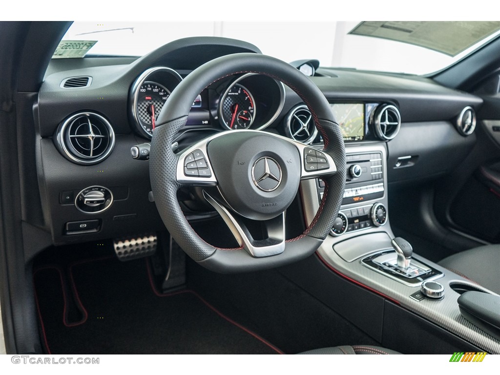 2017 Mercedes-Benz SLC 43 AMG Roadster Black/DINAMICA w/Red Stitching Dashboard Photo #117031367