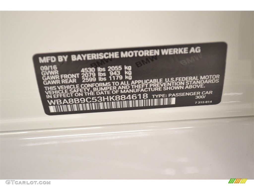 2017 3 Series 330i Sedan - Alpine White / Black photo #15