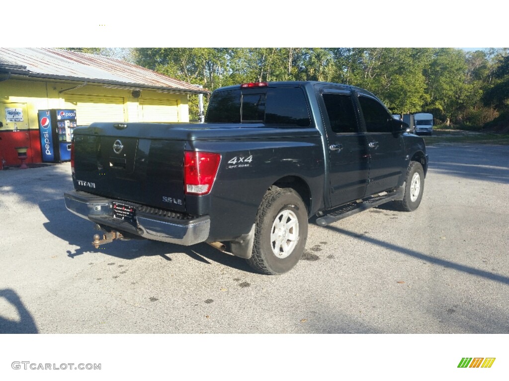 2004 Titan LE Crew Cab 4x4 - Deep Water Blue/Green / Graphite/Titanium photo #3