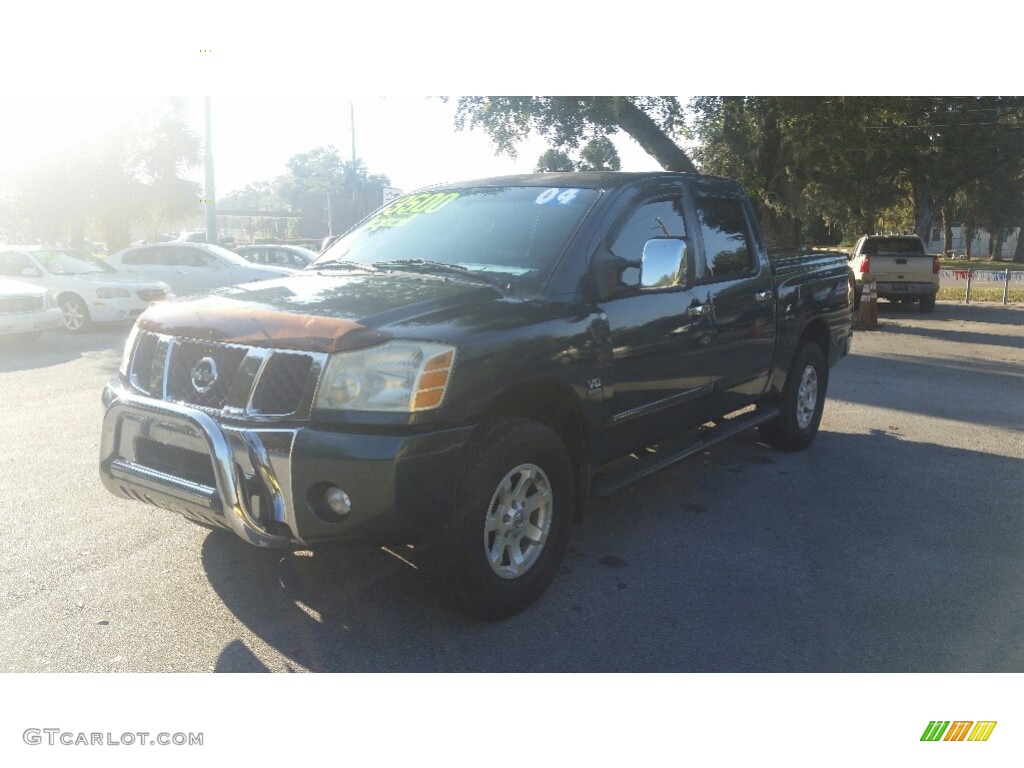 2004 Titan LE Crew Cab 4x4 - Deep Water Blue/Green / Graphite/Titanium photo #7