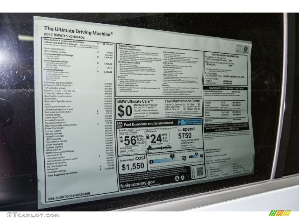 2017 BMW X5 xDrive40e iPerformance Window Sticker Photo #117063246