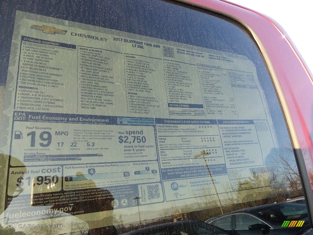 2017 Chevrolet Silverado 1500 LT Double Cab 4x4 Window Sticker Photo #117064677