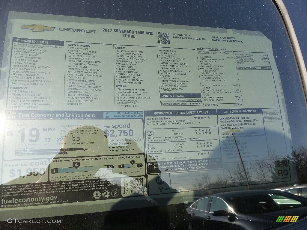 2017 Chevrolet Silverado 1500 LT Double Cab 4x4 Window Sticker Photo #117065298