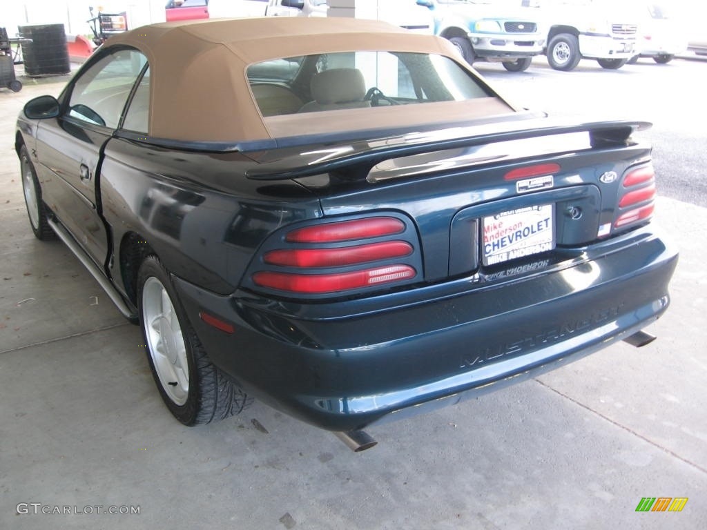 1995 Mustang GT Convertible - Deep Forest Green Metallic / Saddle photo #3