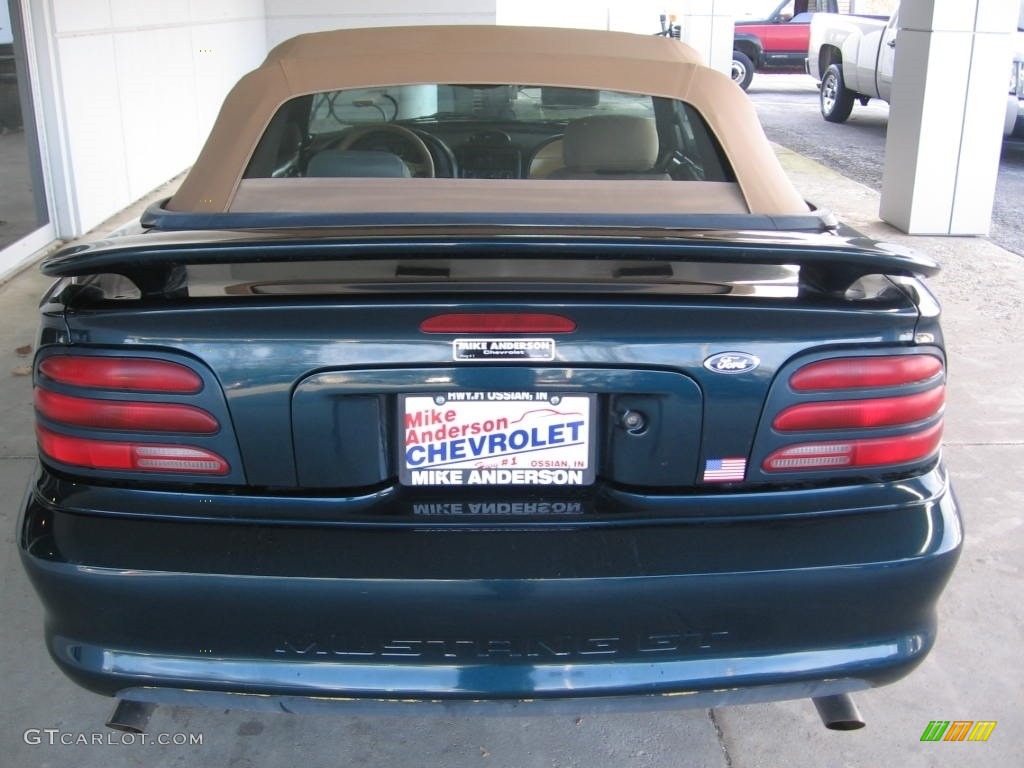 1995 Mustang GT Convertible - Deep Forest Green Metallic / Saddle photo #5