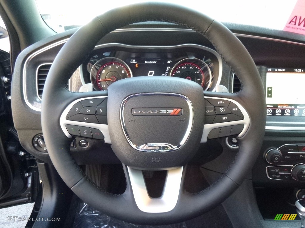 2017 Dodge Charger SXT AWD Black/Ruby Red Steering Wheel Photo #117070221