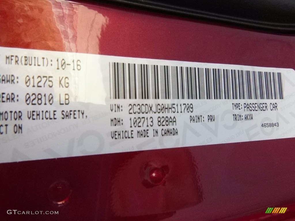 2017 Charger Color Code PRV for Octane Red Photo #117070722