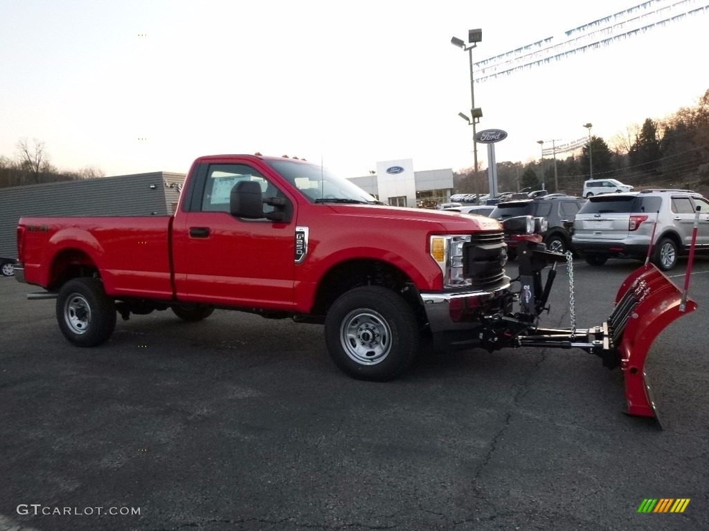 Race Red 2017 Ford F250 Super Duty XL Regular Cab 4x4 Plow Truck Exterior Photo #117071388