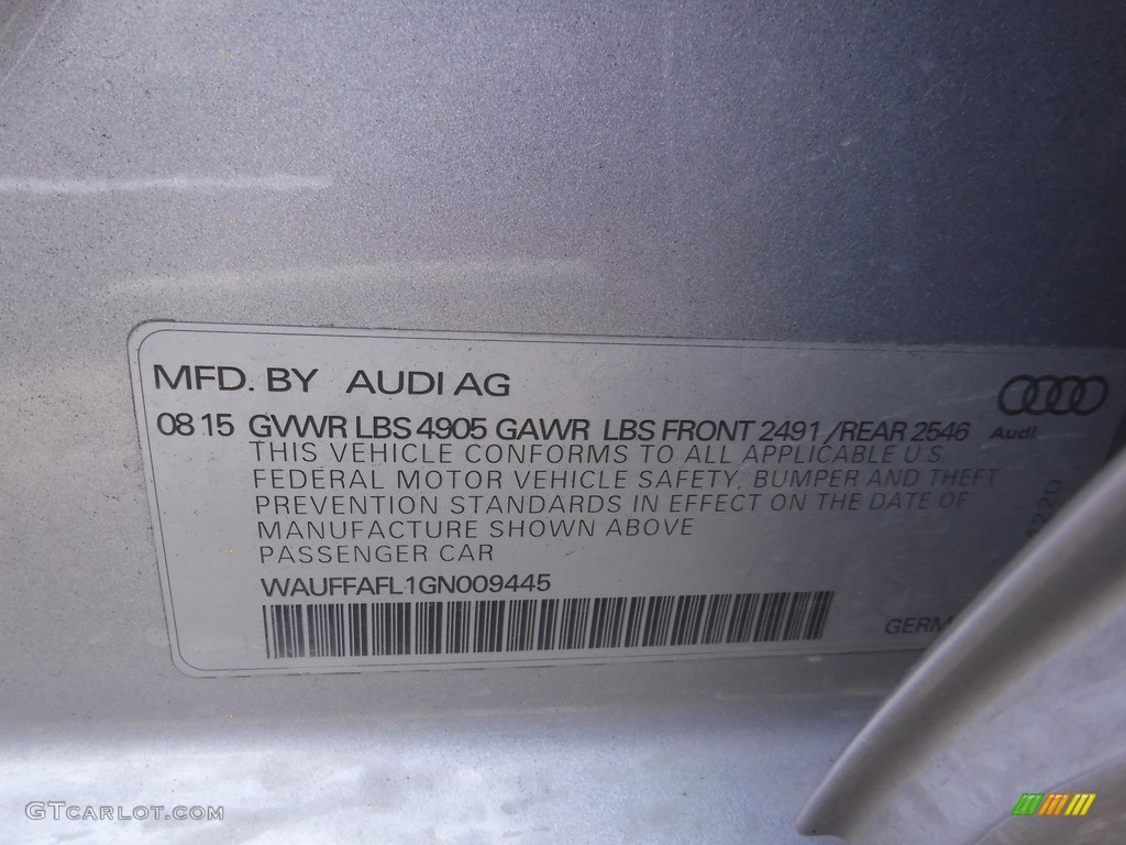 2016 A4 2.0T Premium quattro - Florett Silver Metallic / Black photo #42