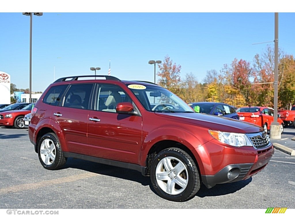 2010 Forester 2.5 X Limited - Camellia Red Pearl / Platinum photo #1