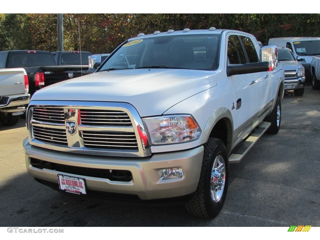 2012 Ram 2500 HD Laramie Longhorn Mega Cab 4x4 - Bright White / Light Pebble Beige/Bark Brown photo #1