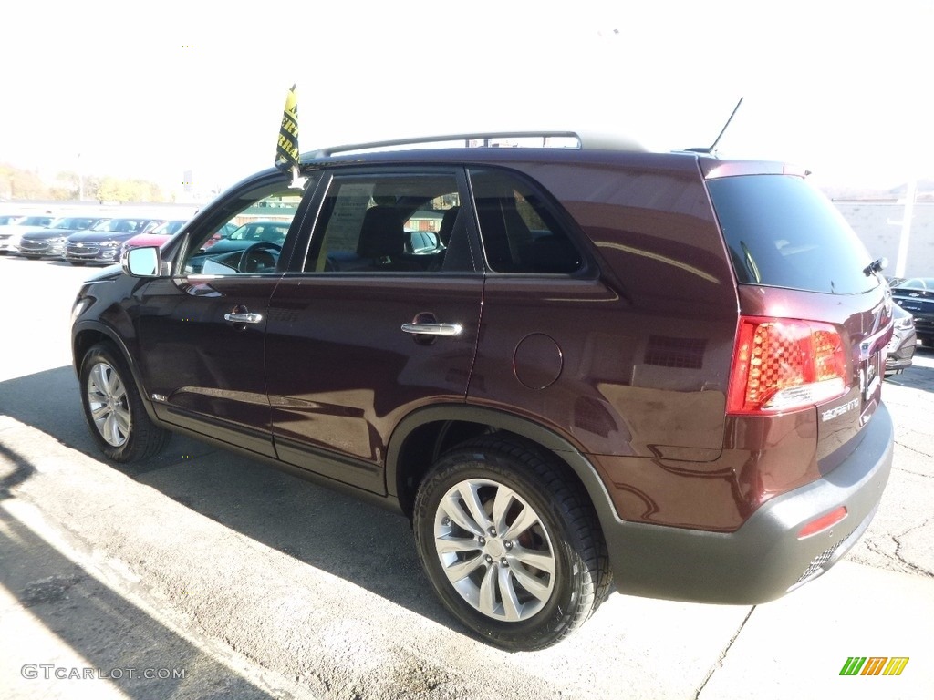 2011 Sorento LX V6 AWD - Dark Cherry / Beige photo #4