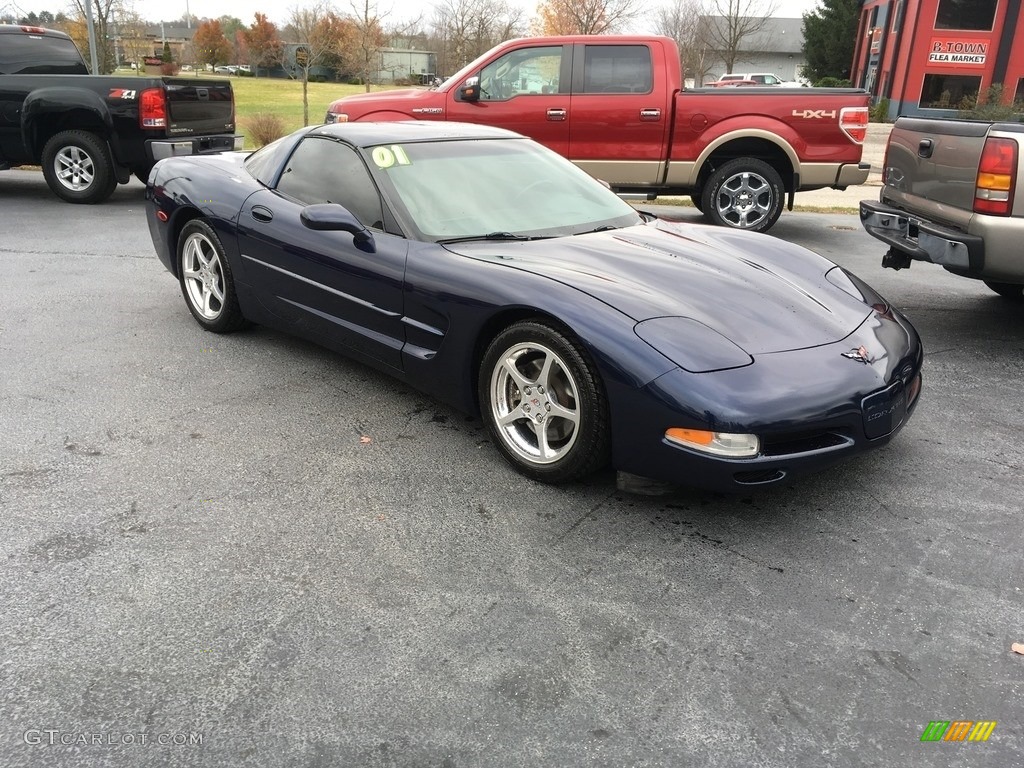 2001 Corvette Coupe - Navy Blue Metallic / Light Oak photo #44
