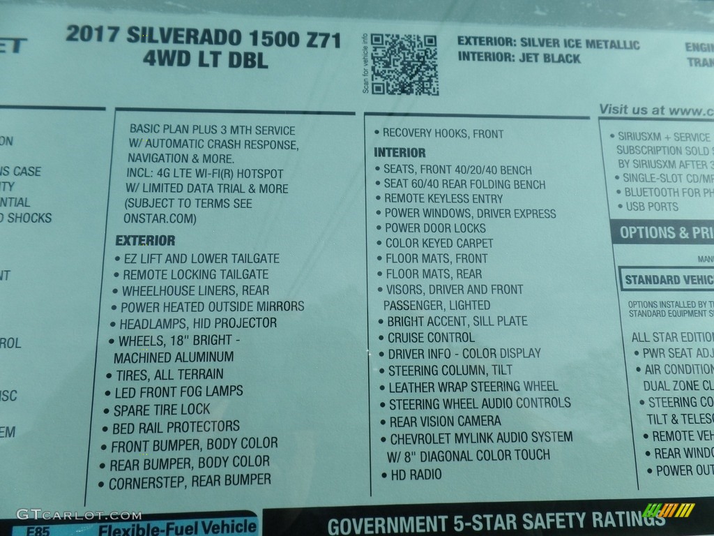 2017 Chevrolet Silverado 1500 LT Double Cab 4x4 Window Sticker Photo #117118852