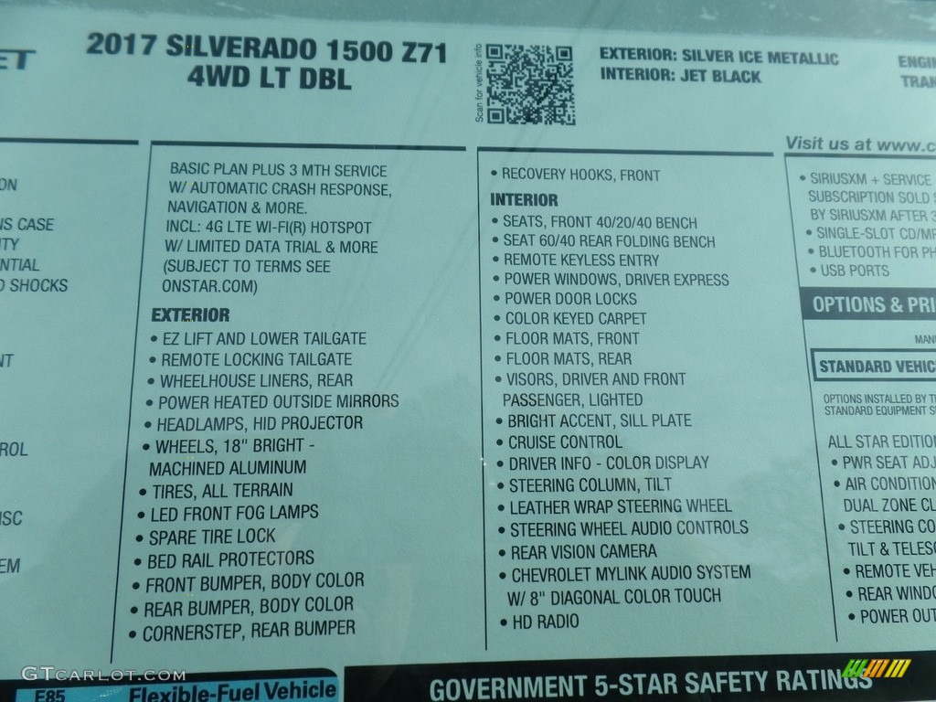 2017 Chevrolet Silverado 1500 LT Double Cab 4x4 Window Sticker Photo #117118852
