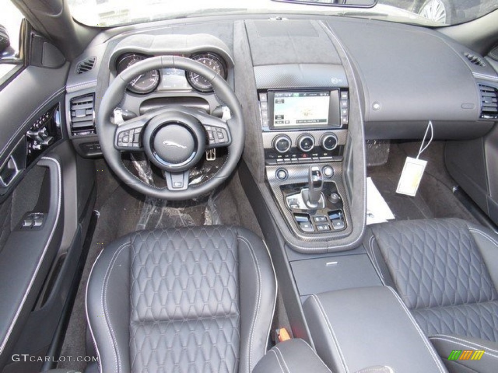 2017 Jaguar F-TYPE SVR AWD Convertible SVR Quilted Jet W/Cirrus Stitching Dashboard Photo #117123324