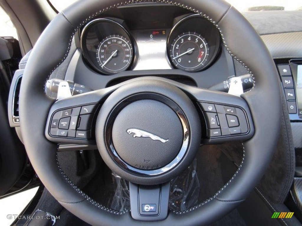 2017 Jaguar F-TYPE SVR AWD Convertible SVR Quilted Jet W/Cirrus Stitching Steering Wheel Photo #117123529