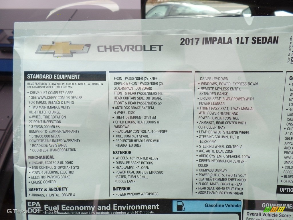 2017 Chevrolet Impala LT Window Sticker Photo #117151328