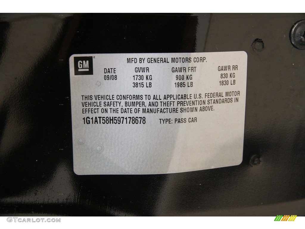 2009 Cobalt LT Sedan - Black / Ebony photo #15