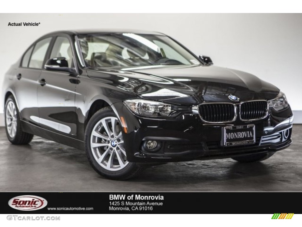 2017 3 Series 320i Sedan - Jet Black / Venetian Beige/Black photo #1