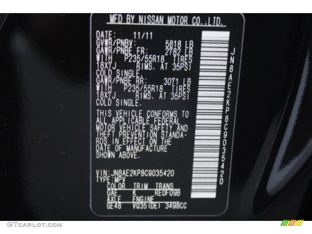 2012 Quest 3.5 SL - Super Black / Gray photo #38