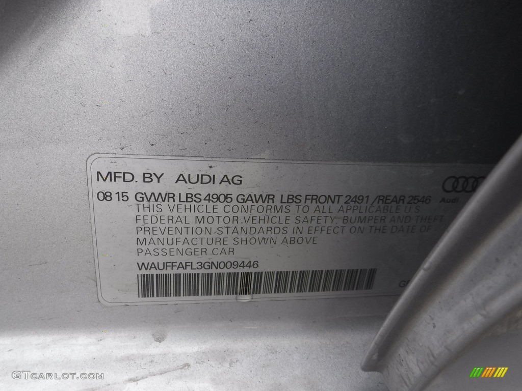 2016 A4 2.0T Premium quattro - Florett Silver Metallic / Black photo #41
