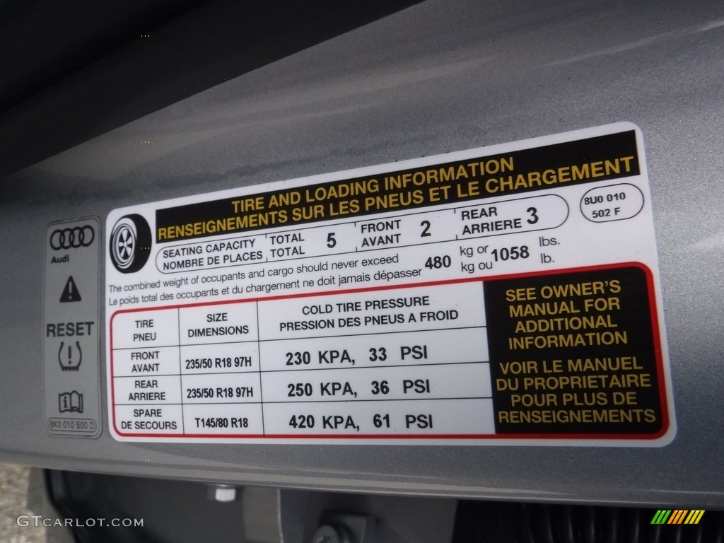 2017 Audi Q3 2.0 TFSI Premium Plus quattro Info Tag Photo #117196792