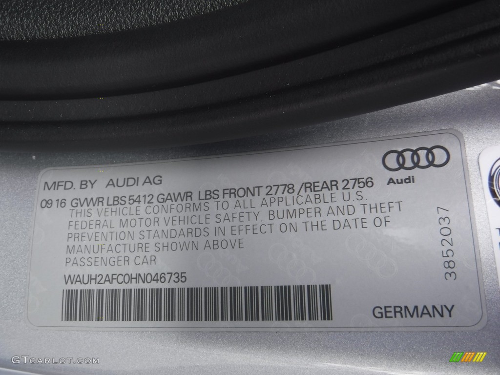 2017 A6 3.0 TFSI Prestige quattro - Florett Silver Metallic / Black photo #45