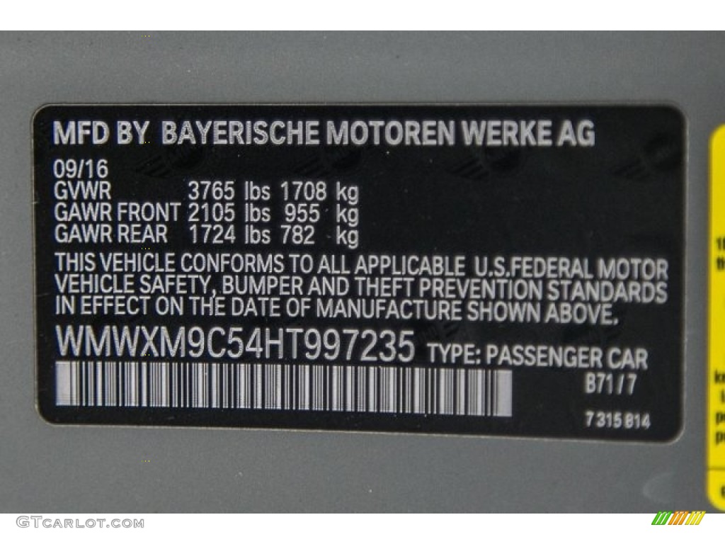2017 Hardtop Color Code B71 for Moonwalk Grey Metallic Photo #117200399