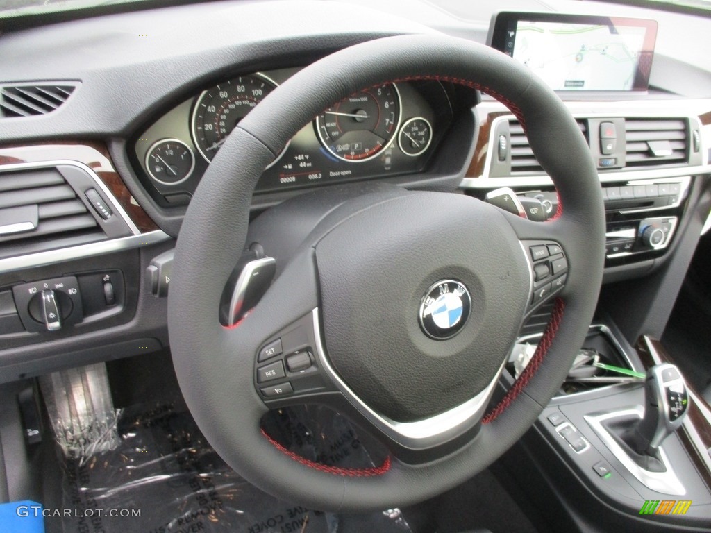 2017 BMW 3 Series 330i xDrive Sedan Black Steering Wheel Photo #117201380