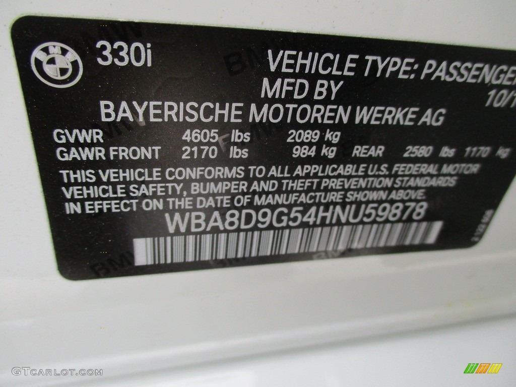 2017 3 Series 330i xDrive Sedan - Alpine White / Saddle Brown photo #19