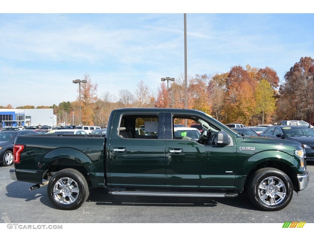 2015 F150 XLT SuperCrew - Green Gem Metallic / Medium Earth Gray photo #2