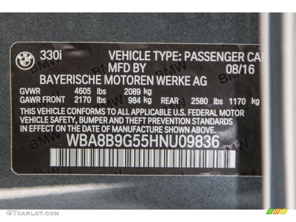 2017 3 Series 330i Sedan - Mineral Grey Metallic / Black photo #10