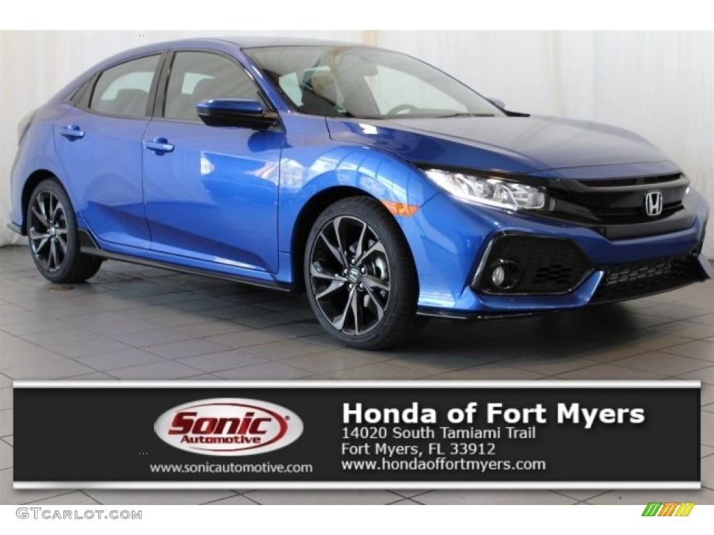 2017 Civic Sport Hatchback - Aegean Blue Metallic / Black photo #1