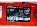 R559V: Curva Red 2017 Acura NSX Standard NSX Model Color Code