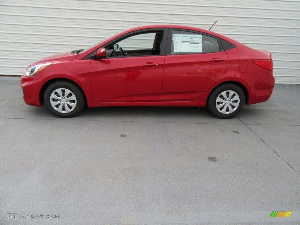 2016 Accent SE Sedan - Boston Red / Beige photo #6