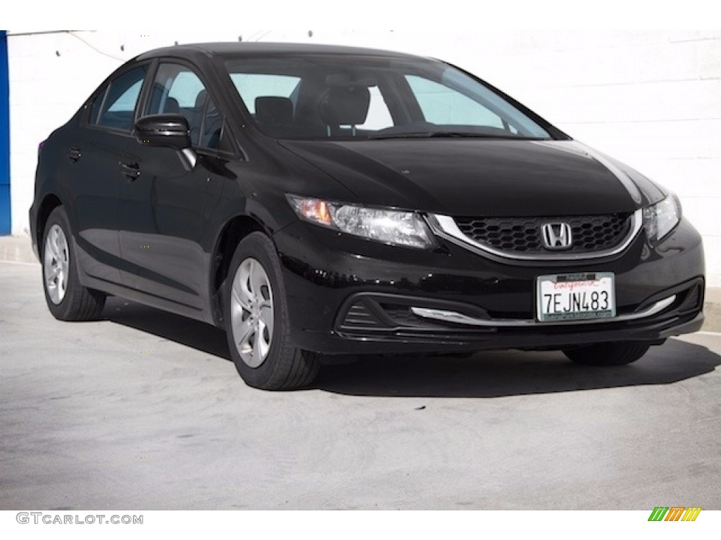 2014 Civic LX Sedan - Crystal Black Pearl / Black photo #1