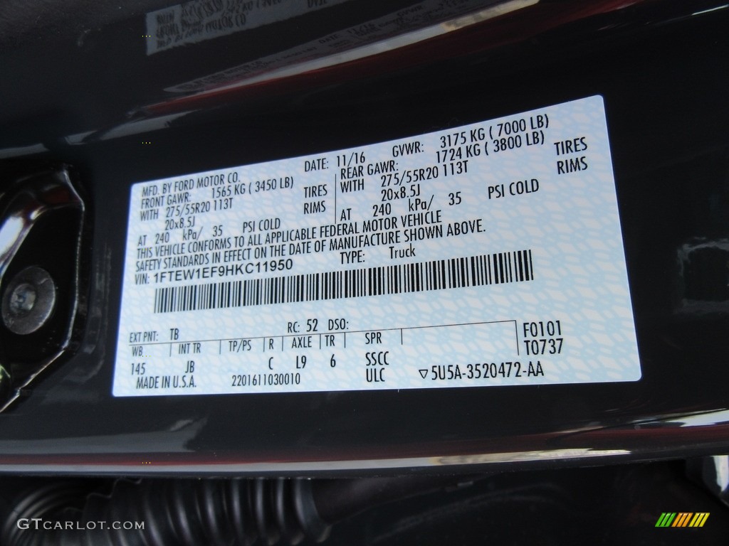 2017 F150 XLT SuperCrew 4x4 - Lithium Gray / Black photo #36