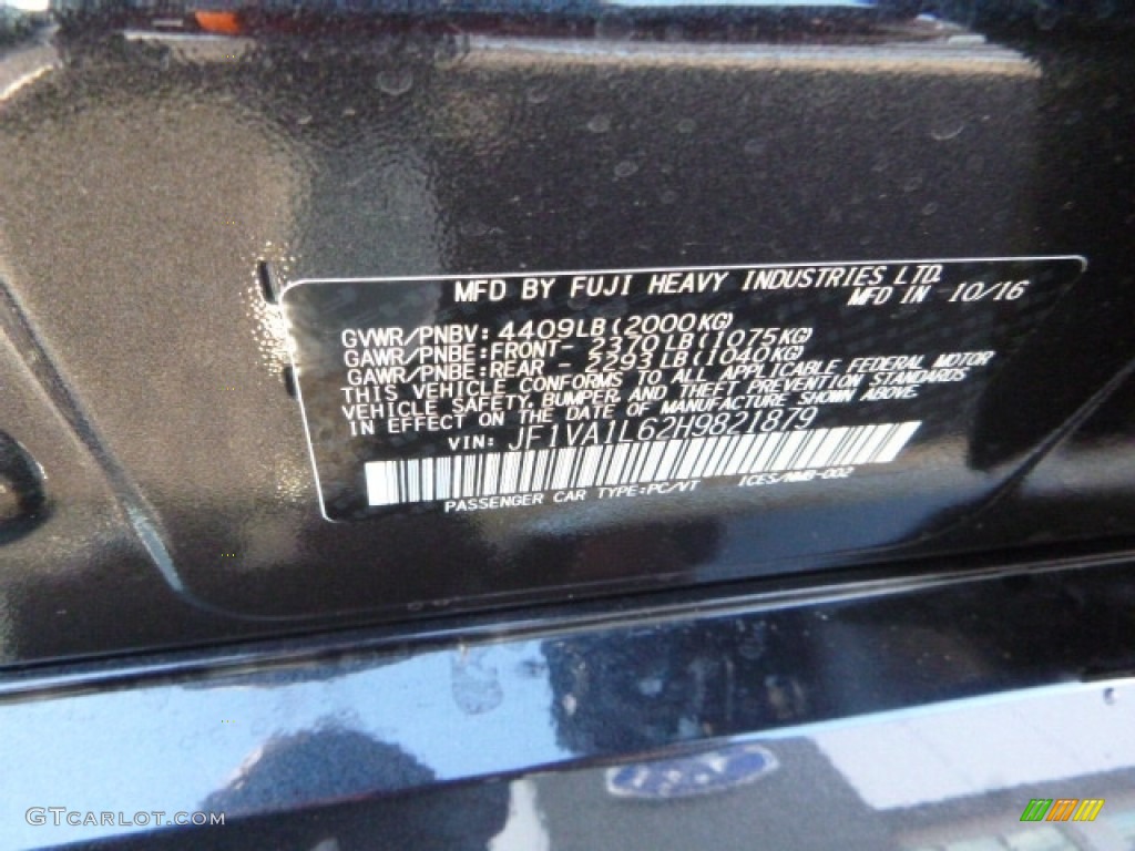 2017 WRX Limited - Dark Gray Metallic / Carbon Black photo #15