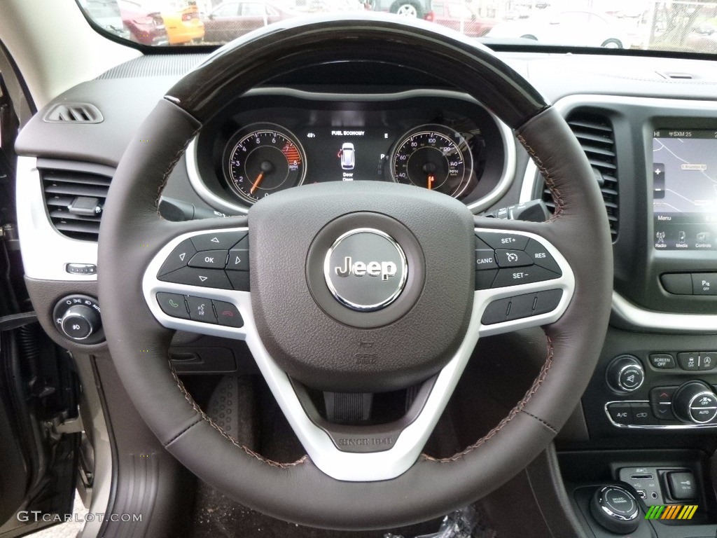 2017 Jeep Cherokee Overland 4x4 Brown/Pearl Steering Wheel Photo #117258739