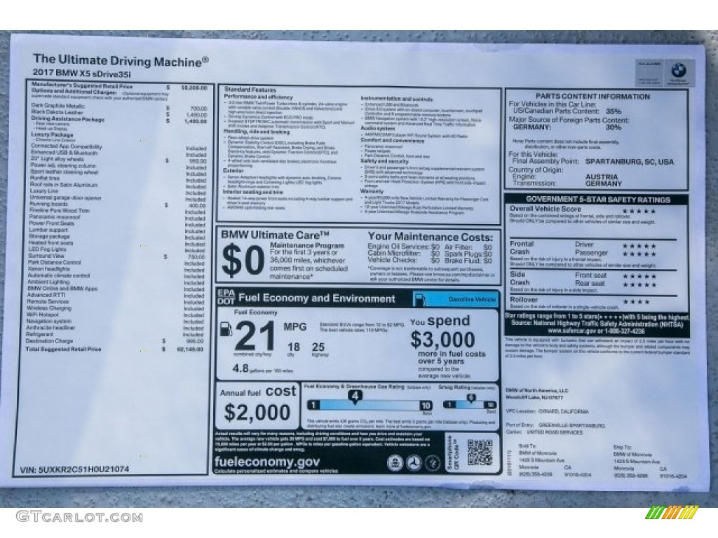 2017 X5 sDrive35i - Dark Graphite Metallic / Black photo #11