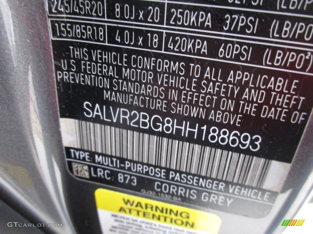 2017 Discovery Sport Color Code 873 for Corris Grey Metallic Photo #117270505
