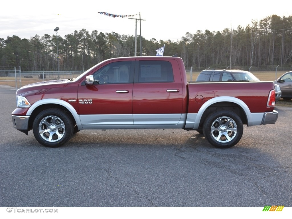 2014 1500 Laramie Crew Cab 4x4 - Deep Cherry Red Crystal Pearl / Canyon Brown/Light Frost Beige photo #9
